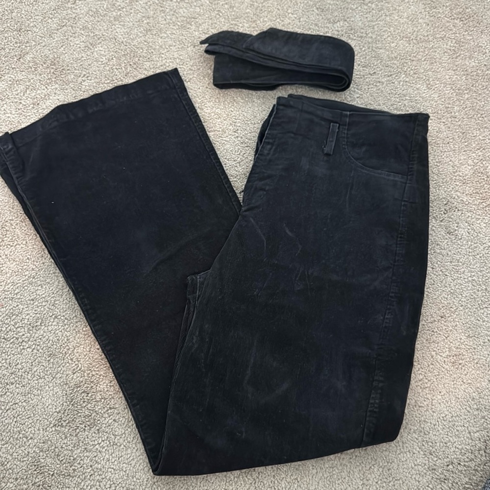 High Rise Flare Corduroy Pants with Belt